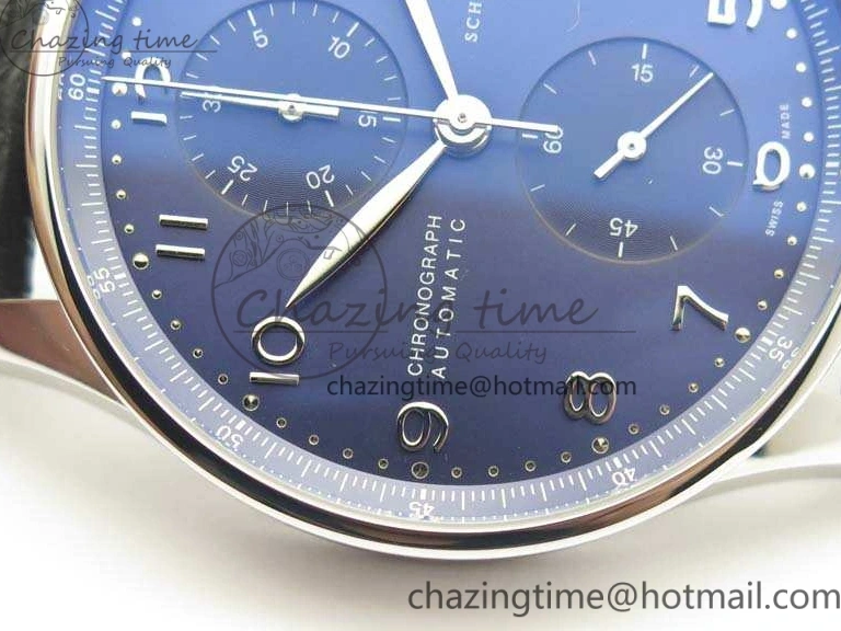 MIROTIME 0208 MoistureWicking Portuguese IW371491 ZF 1:1 Best Edition SS Blue Dial On Leather Strap A79350 (Slim Movement) V 7221